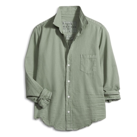 Frank & Eileen - Barry Woven Button Up in Washed Green XS B2951 - Picture 1 of 3